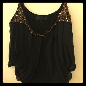 Orna Farino  Black Dressy Top w Beading